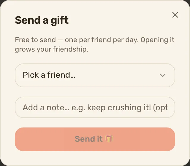 The Send a gift dialog.
