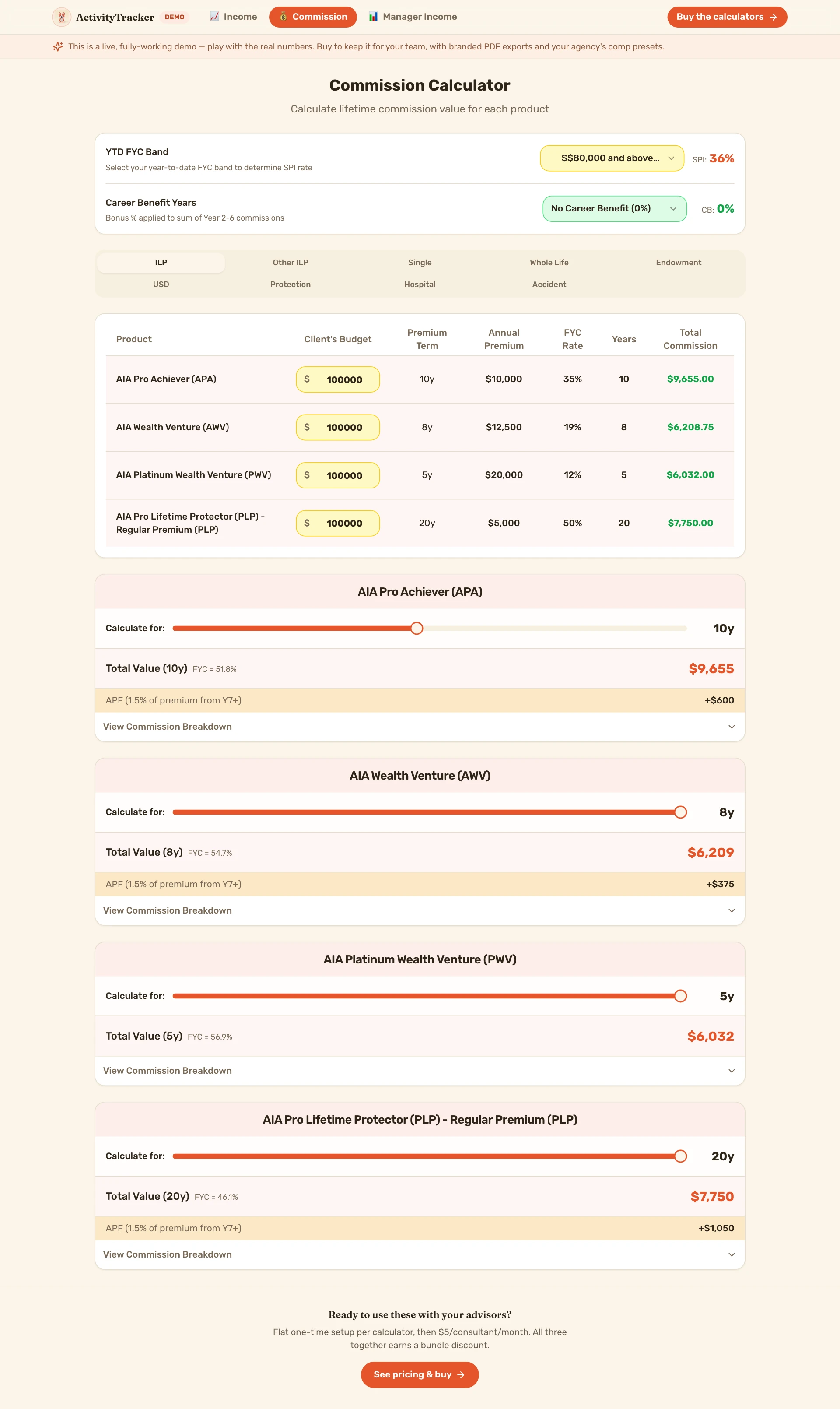 Commission calculator