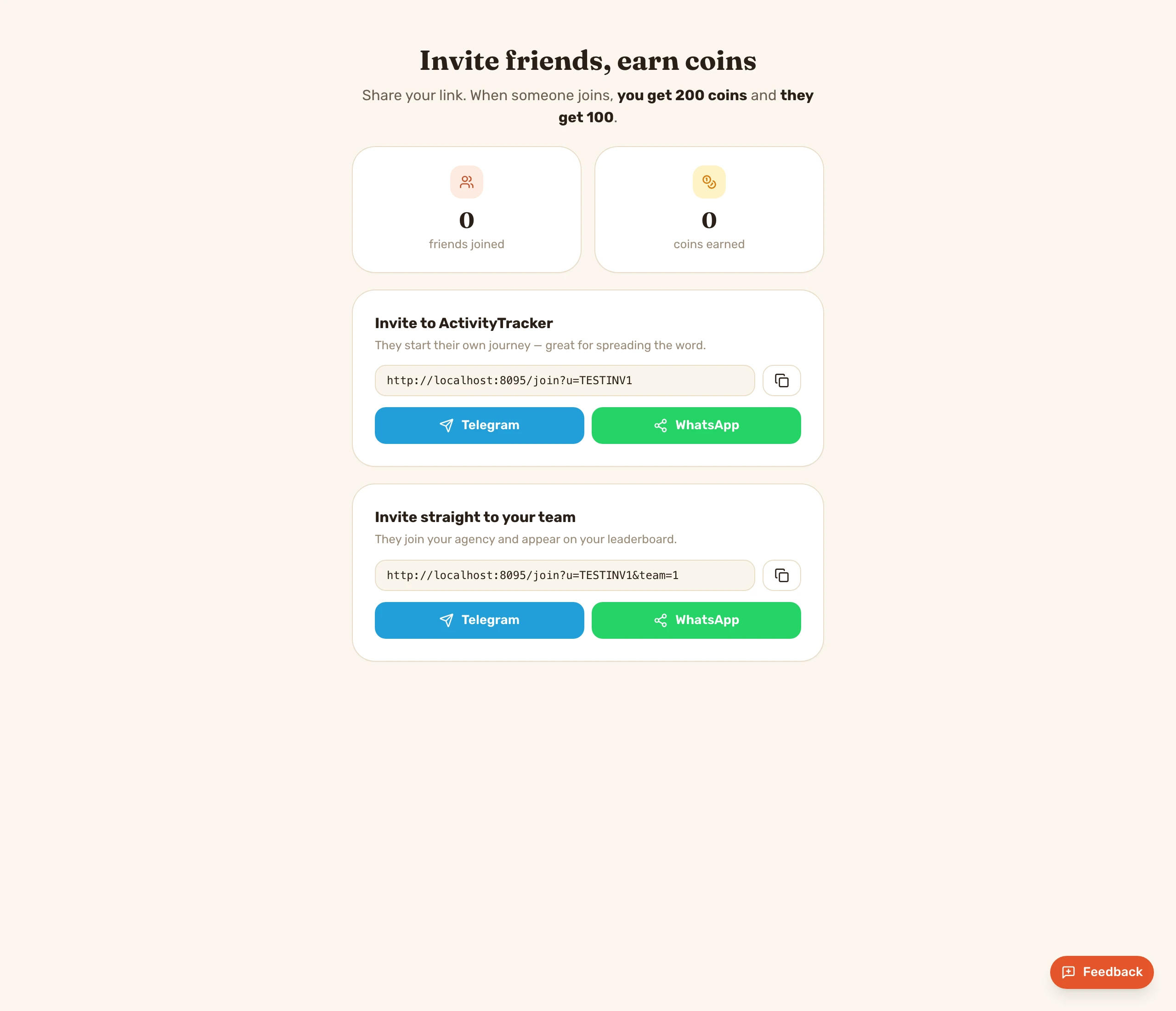 Share & earn page